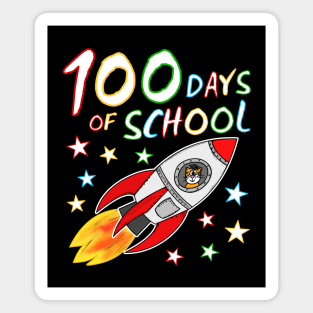 100 Days Of School Cat Space Rocket Kindergarten 2022 Magnet